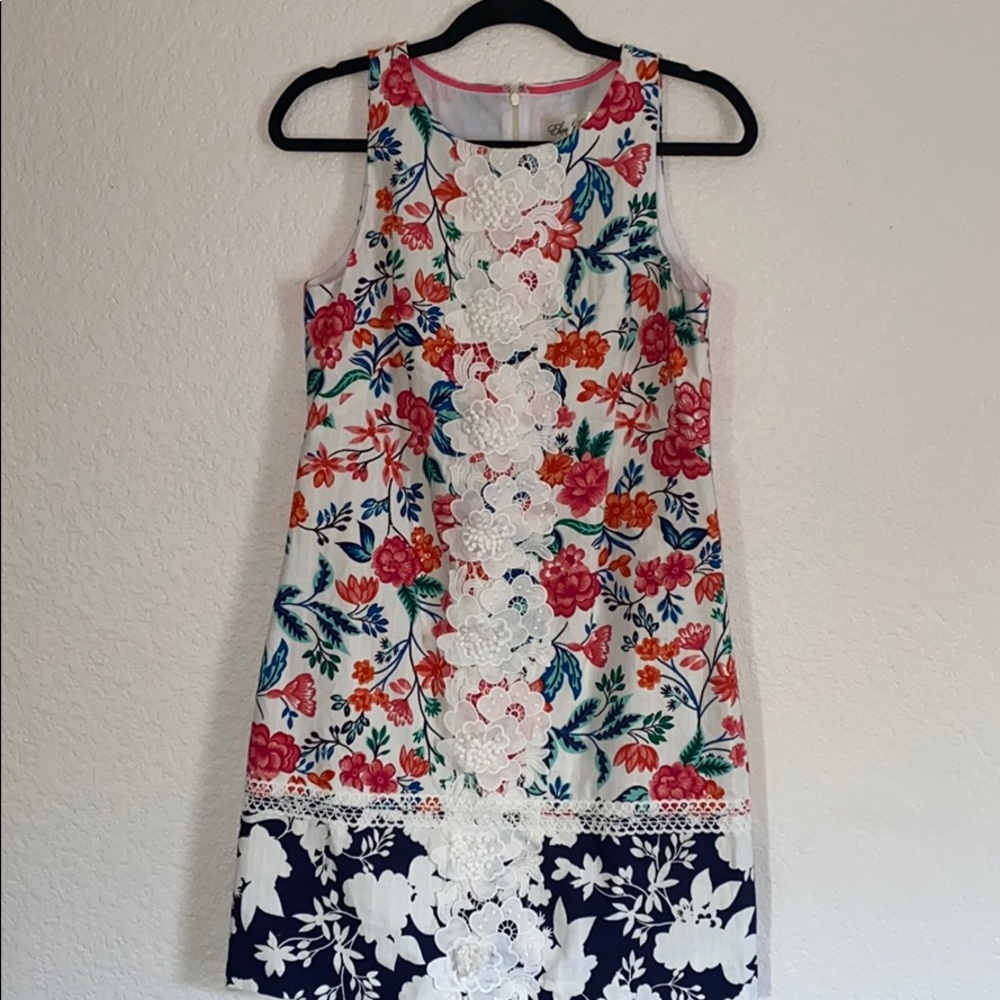 Eliza J flowery lace a line dress
